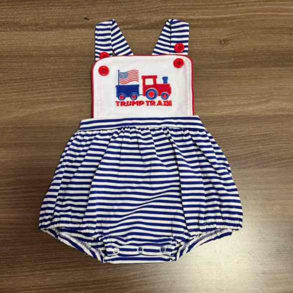 Trump train boys baby bubble boutique embroidered bubble